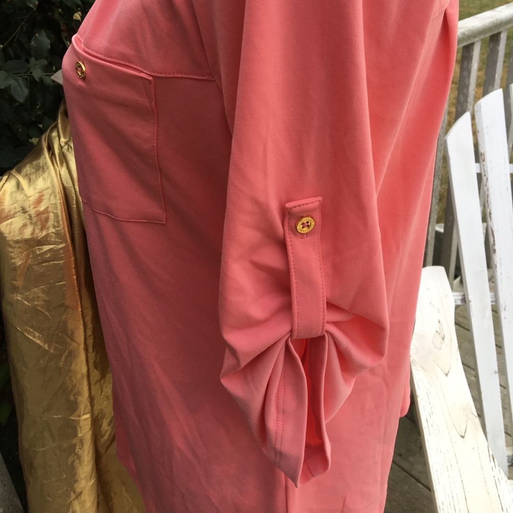 Ellen Tracy Convert/ Sleeved Button-up Top SzM - Picture 3 of 5